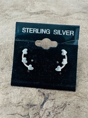 Heart Earring Climbers 925 Sterling Silver
